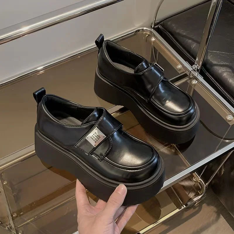 Yyvonne Lefang Shoes Women Spring And Autumn New British Wind Small Leather Shoes JK Single Shoes Small One Foot Pedal Shoes Women