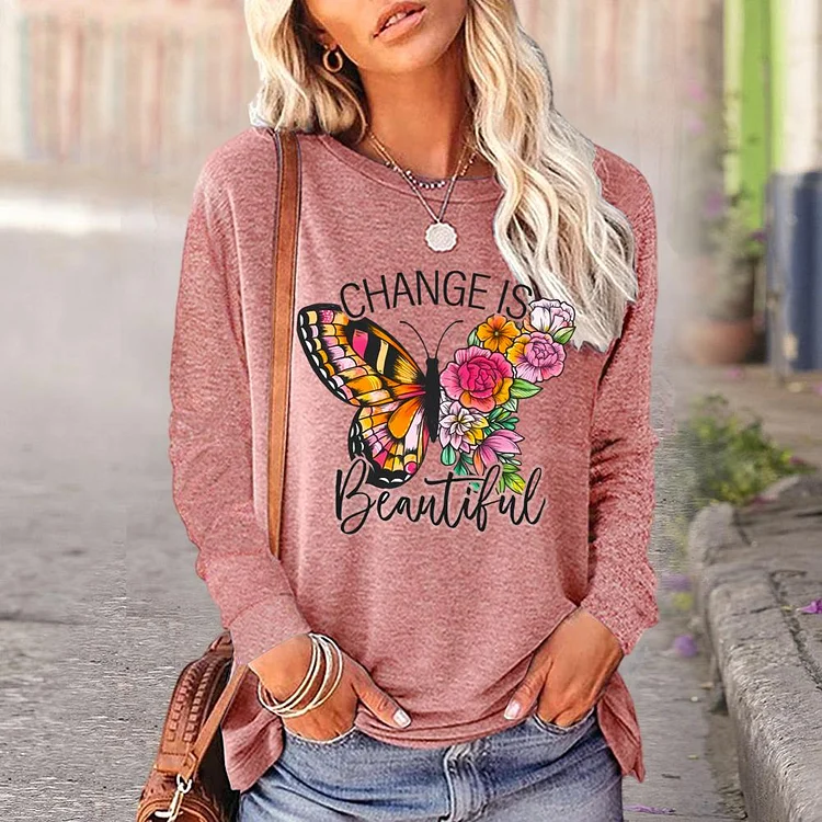 change is beautiful Round Neck Long Sleeves_G287-0023478