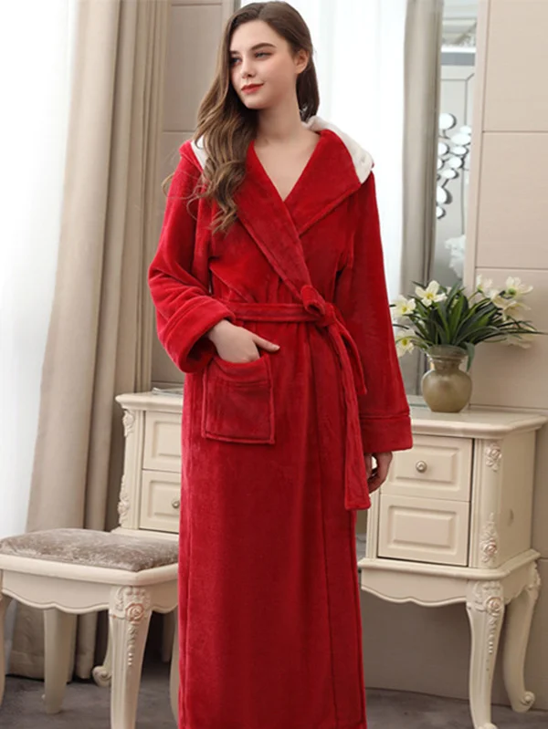 Comfortable  Warm Hooded Pajama Robe