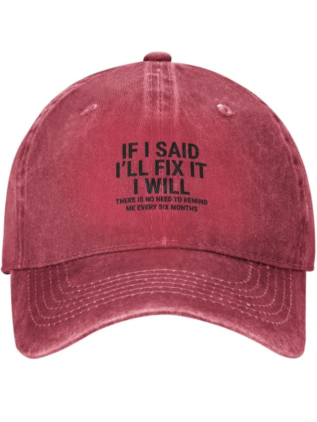 If I Said I'll Fix It I Will Funny Text Letters Adjustable Hat QueenFunky