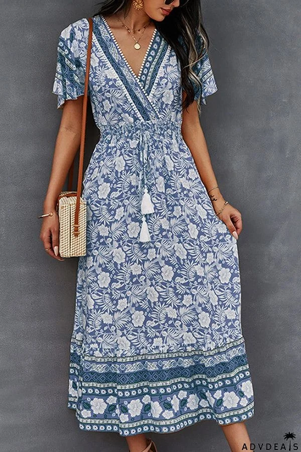 Spring/Summer V-Neck Tie Boho Dress
