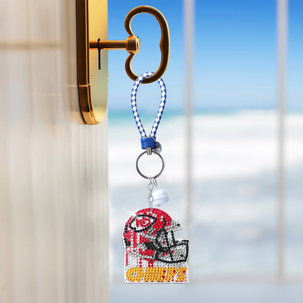 Kansas City Chiefs DIY Diamond Art Keychains Craft Rugby Team Badge Hanging Ornament(Double Sided)