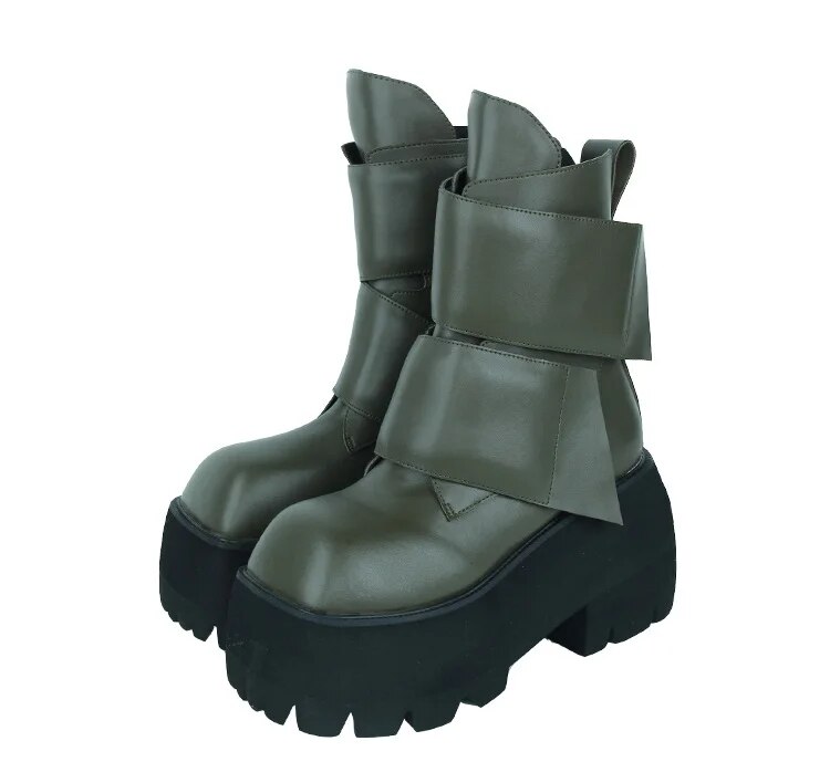VCshoes Women Motorcycle Cool Punk Boots Lady Street Dark Style Shoes Woman Gothic High Heels Wedges Pumps Rivets M3916
