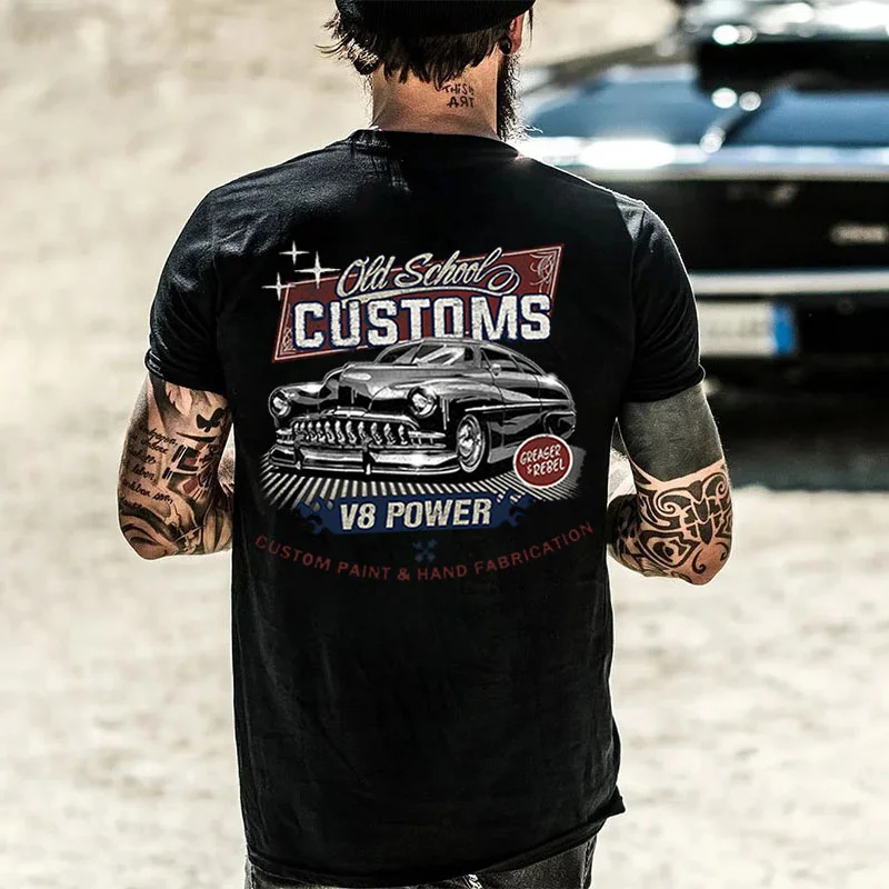 OLD SCHOOL CUSTOMS Classic Car Print Men's T-shirt