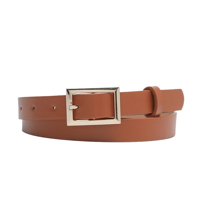 Minimalist Solid Color Pu Leather Alloy Unisex Leather Belts