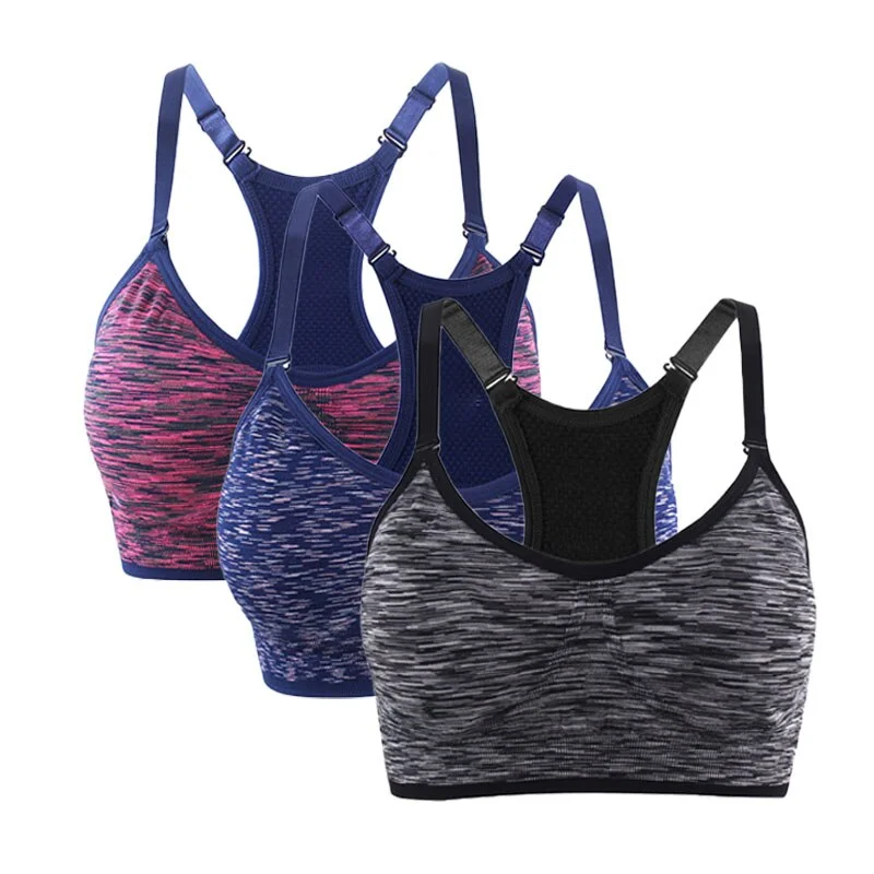VEAMORS Quick Dry Fitness Sports Bra For Running Gym Seamless Wirefree Padded Underwear Shakeproof Push Up Yoga Bra Tops