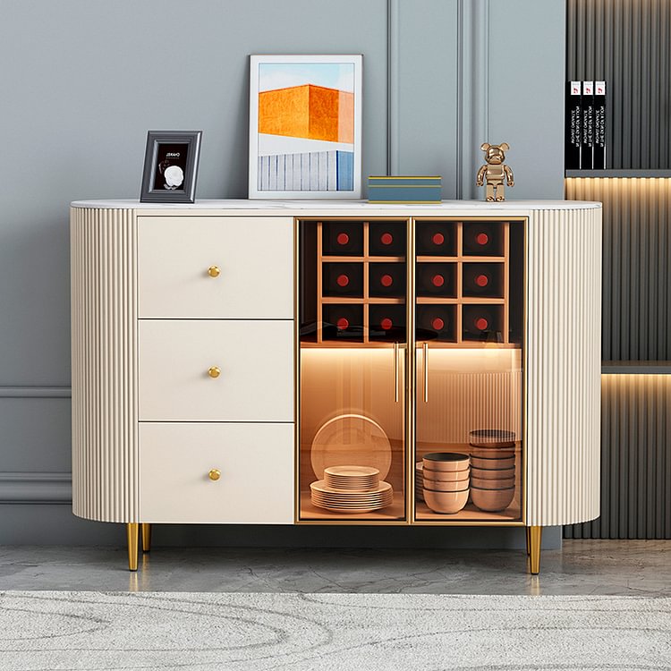 Homemys Modern Sideboard With 3 Drawers Luxury Buffet Bar Wine Cabinet