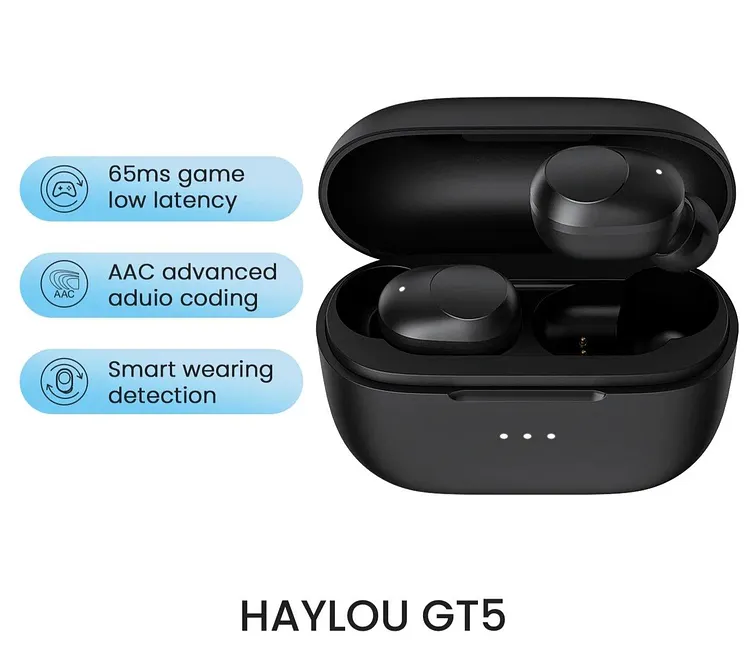 Haylou GT5 Touch Control Wireless Charging TWS Bluetooth Earphones AAC HD Stereo Sound,Smart Wearing Detection Gamers Headphone/earbuds