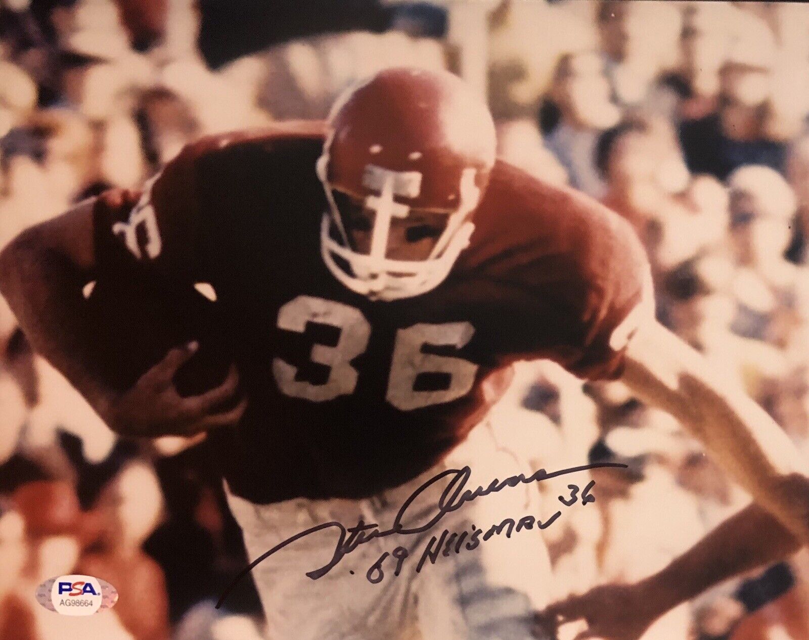 Steve Owens Signed Autographed Oklahoma Sooners 8x10 Photo Poster painting Boomer Psa/Dna