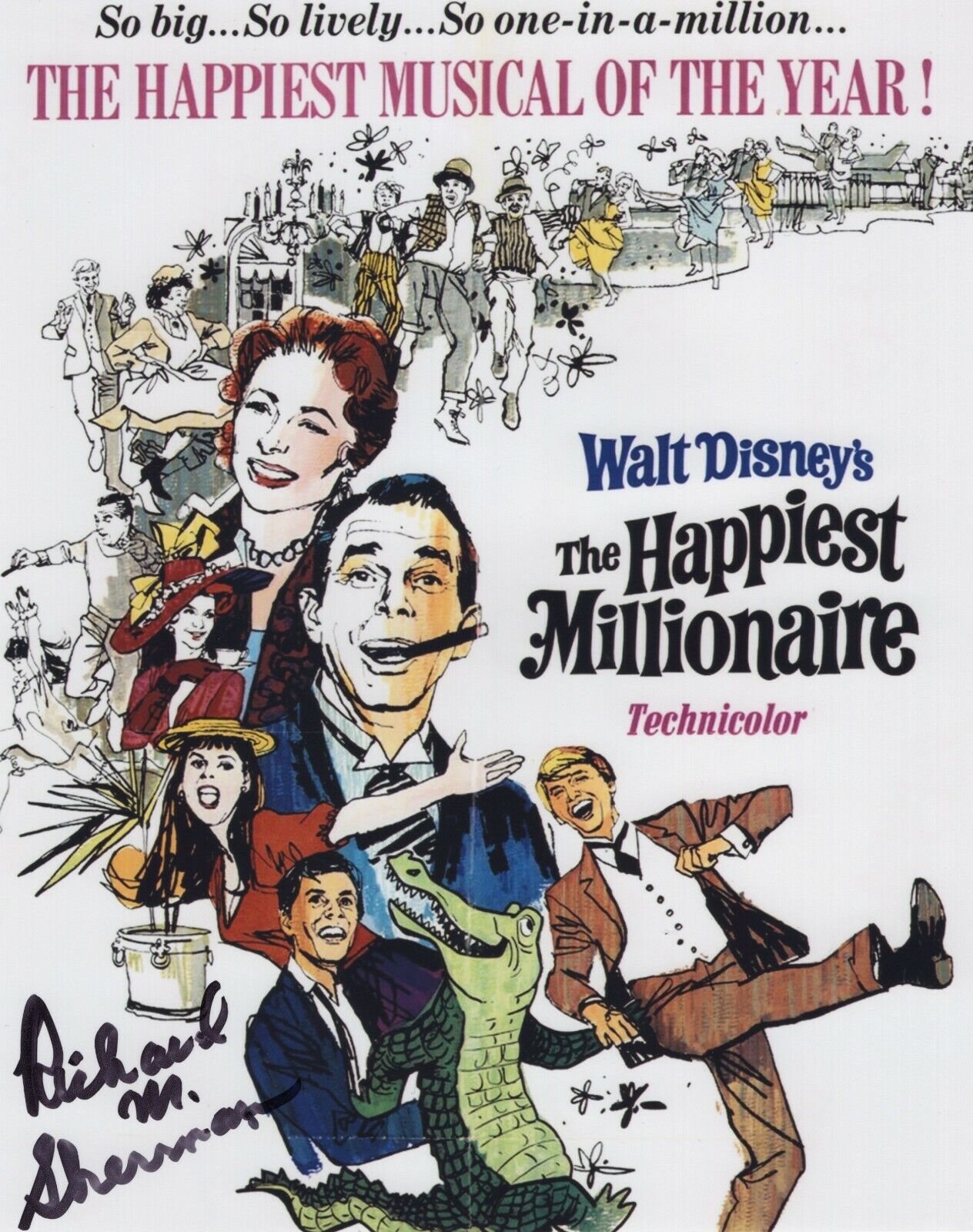 RICHARD M SHERMAN SIGNED AUTOGRAPH THE HAPPIEST MILLIONAIRE DISNEY 8X10 Photo Poster painting