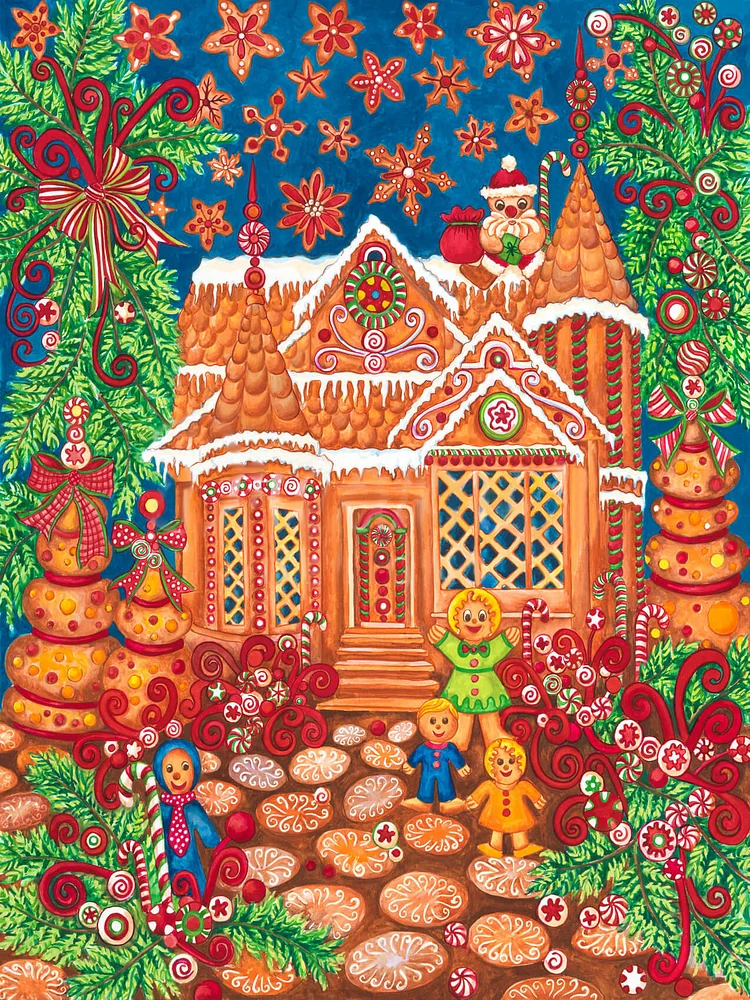 Partial AB Drill - Full Round Drill Diamond Painting - Christmas Gingerbread Man House - 40*50cm