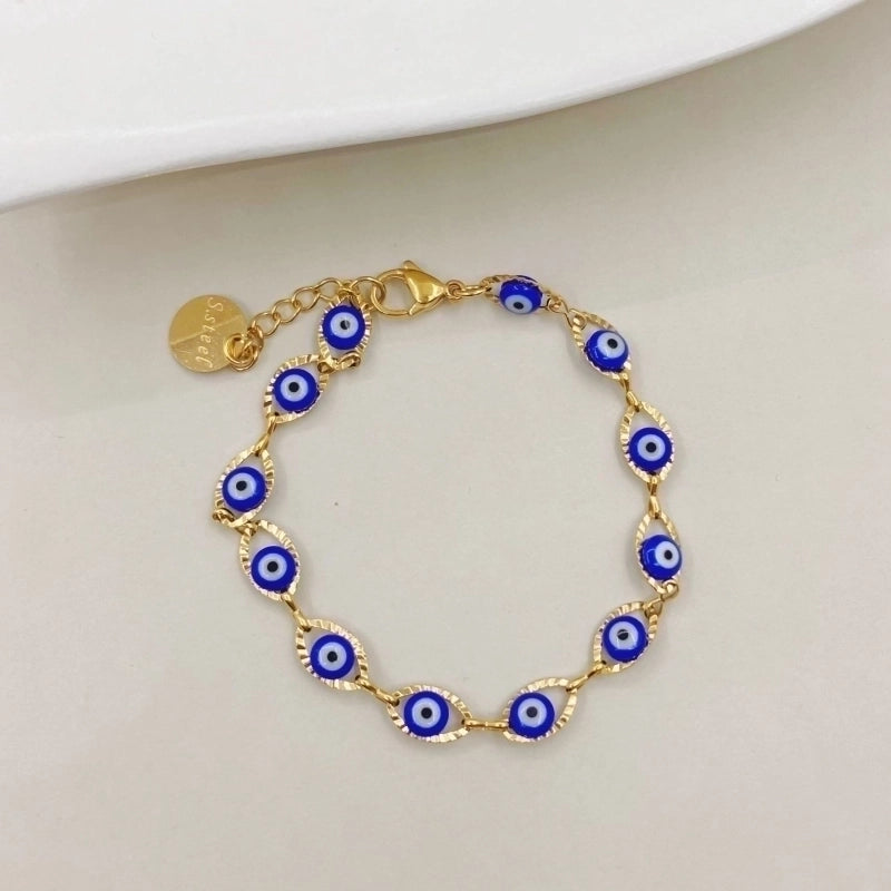 Casual Modern Style Eye Stainless Steel Enamel Plating Hollow Out Gold Plated Bracelets