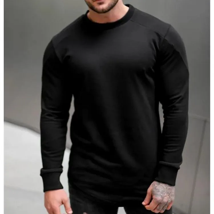 Men's Retro Casual Solid Color Stitching Round Neck Sweatshirt 85563985TO