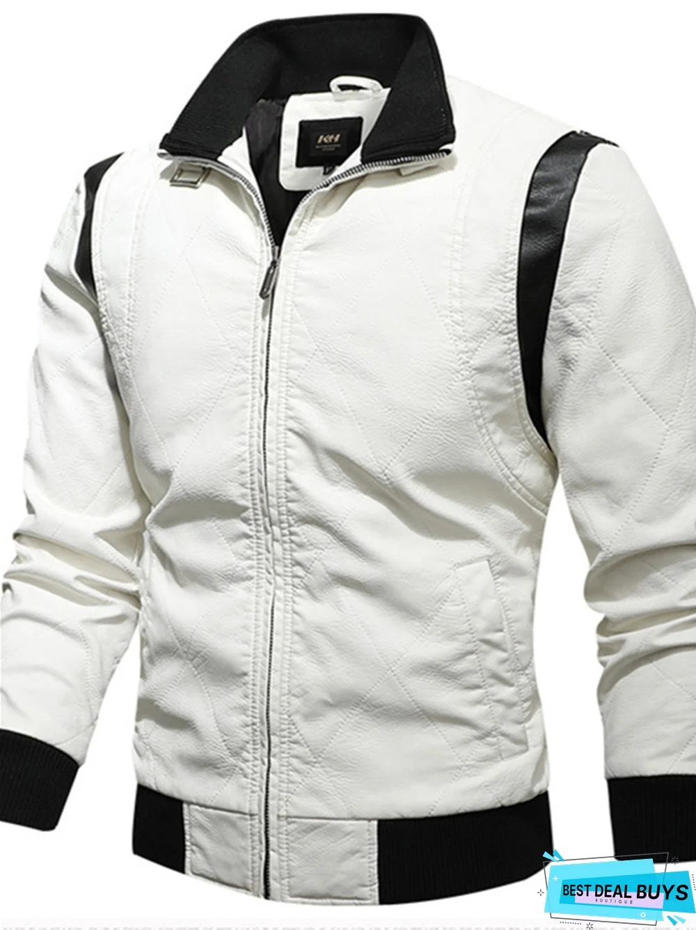 Men's Pu Leather Casual Stand Collar Coat