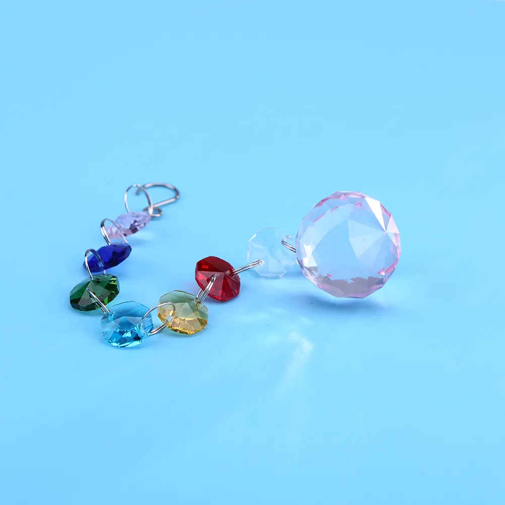 Hanging Crystal Ball Rainbow Prism Light Catcher Wind Chimes Decor (Blue)