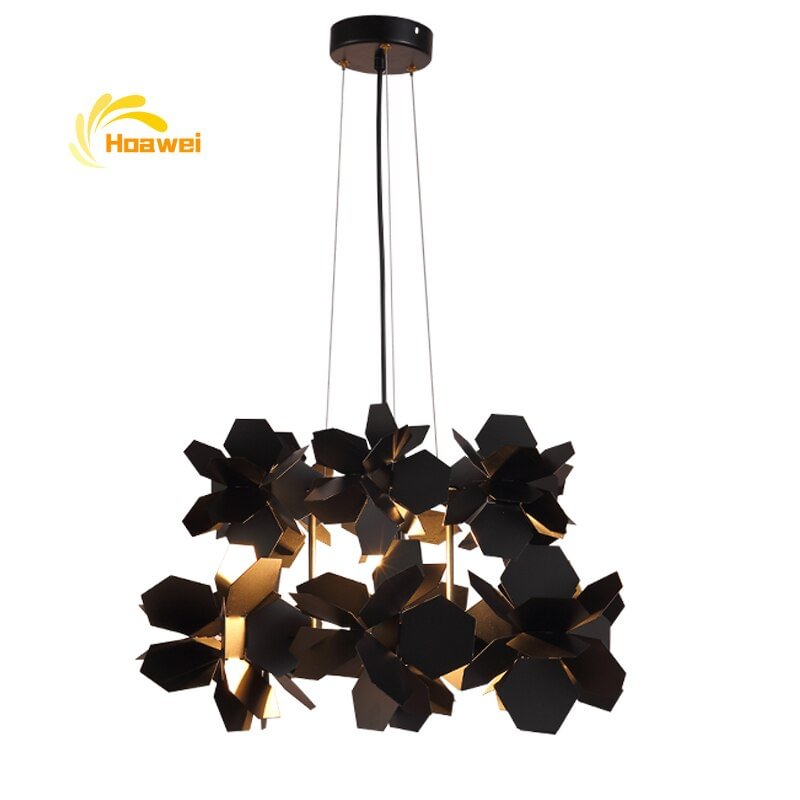 Nordic LED Chandelier Lighting Modern Lustre Iron Hanging Lamp White Black Luxury Hanging Lamp for Home Dining Room Living Room