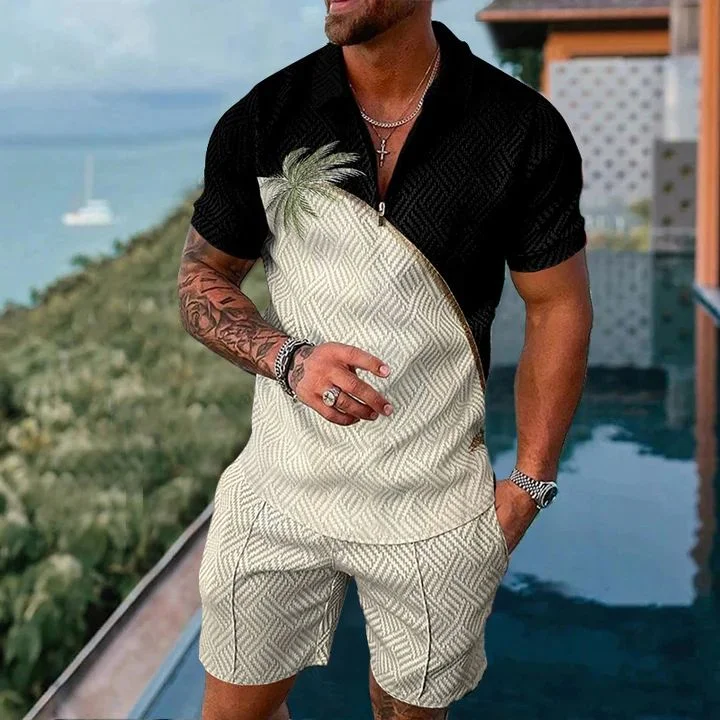 【BUY 2 GET FREE SHIPPING】Contrast color casual polo suit