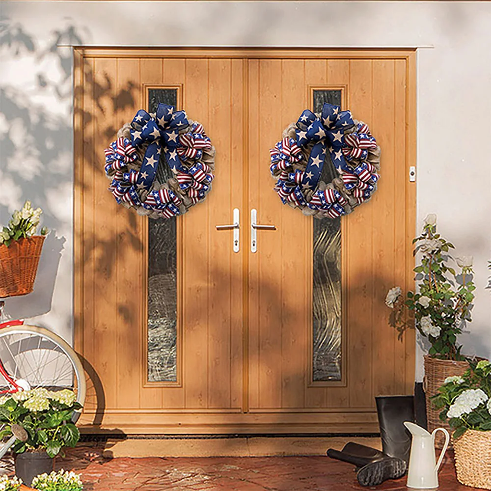 American Independence Day Rattan Simulation Wreath Ornament Door Hanging