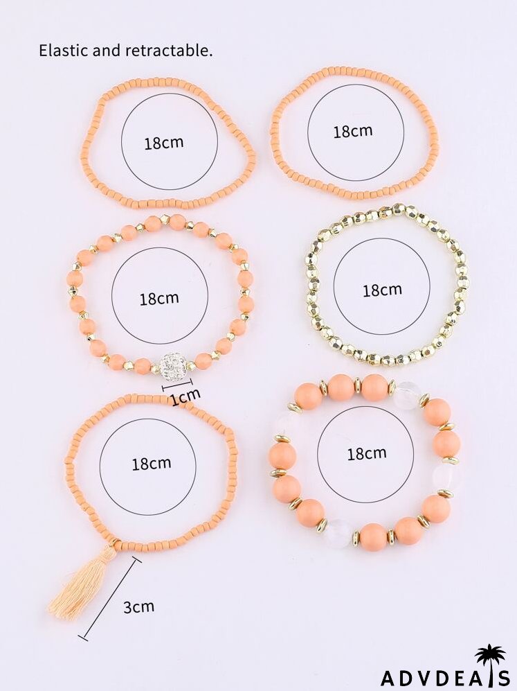 6pcs Tassel Decor Braided Bracelet