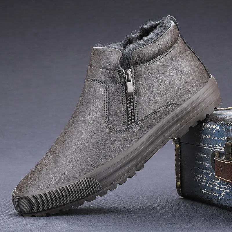 Yyvonne 9152 Winter Martin Boots Men's High-Help Leisure Trend With Leather Shoes Warm And Velvet Thick Cotton Shoes Men