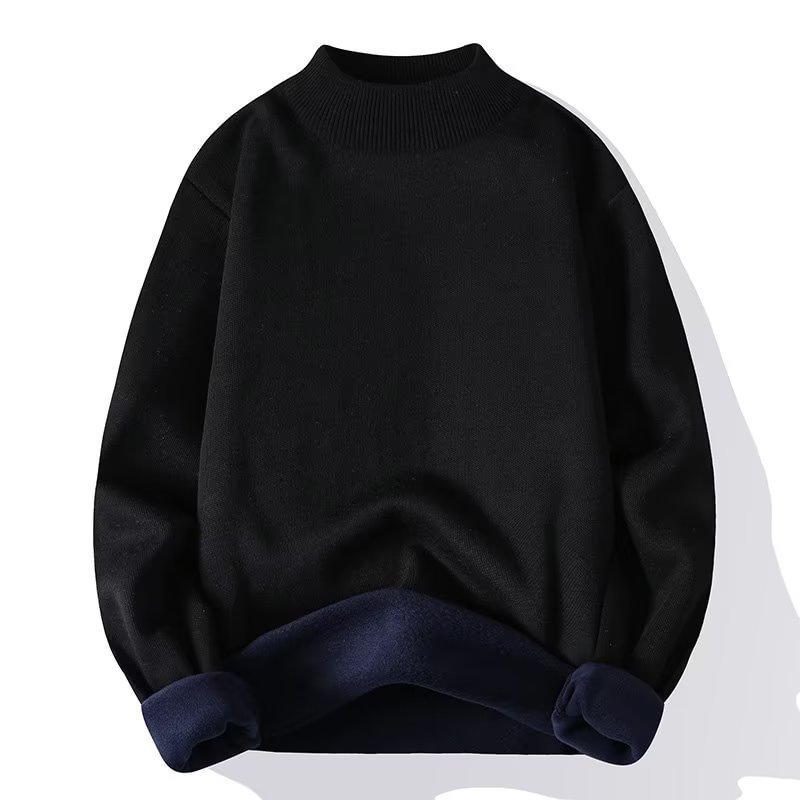 Thick warm fleece half turtleneck casual pullover sweaters