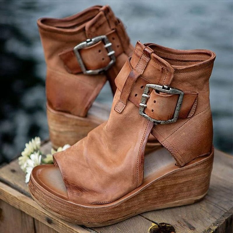 Women Sandals 2021 Heels Chaussure Femme Retro Platform Sandals For Summer Shoes Women Wedges Shoes High Heels Sandalias Mujer