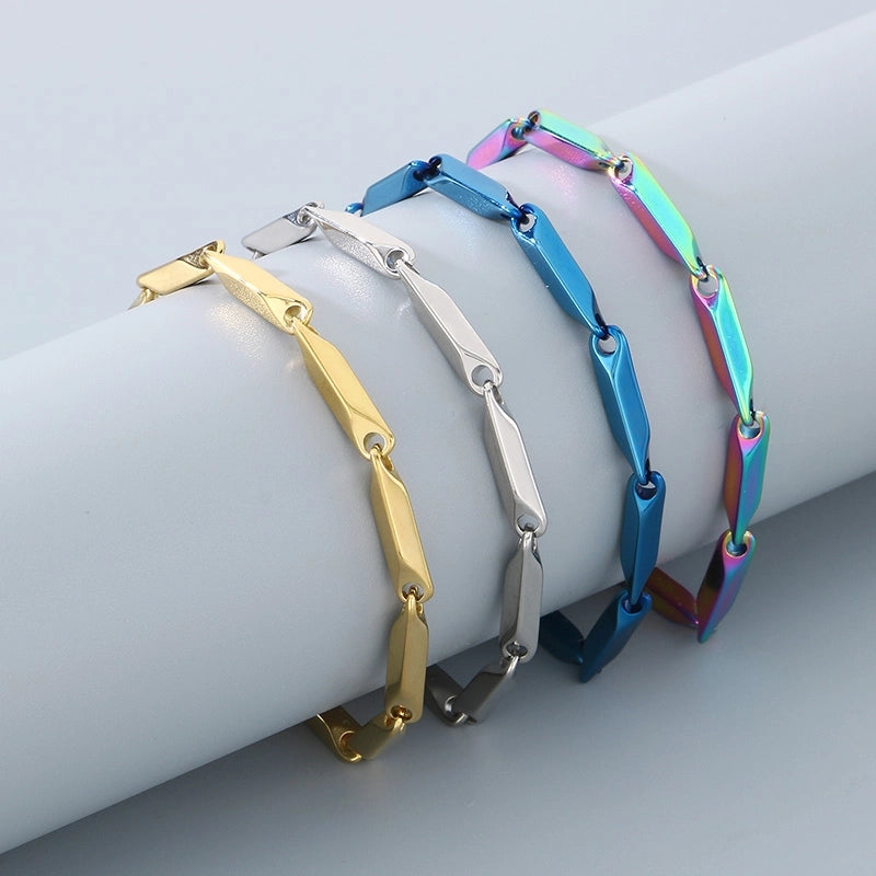 Minimalist Rhombus 304 Stainless Steel Unisex Bracelets Men Chain Bracelets