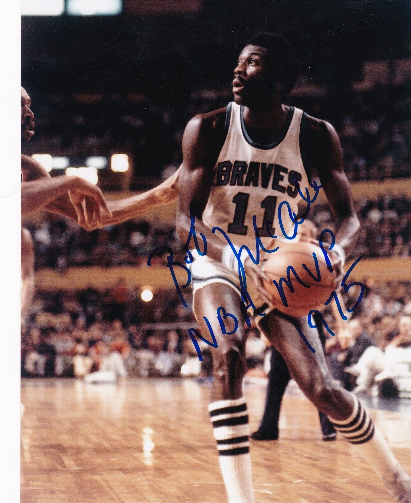 BOB MCADOO BUFFALO BRAVES 1975 NBA MVP ACTION SIGNED 8x10