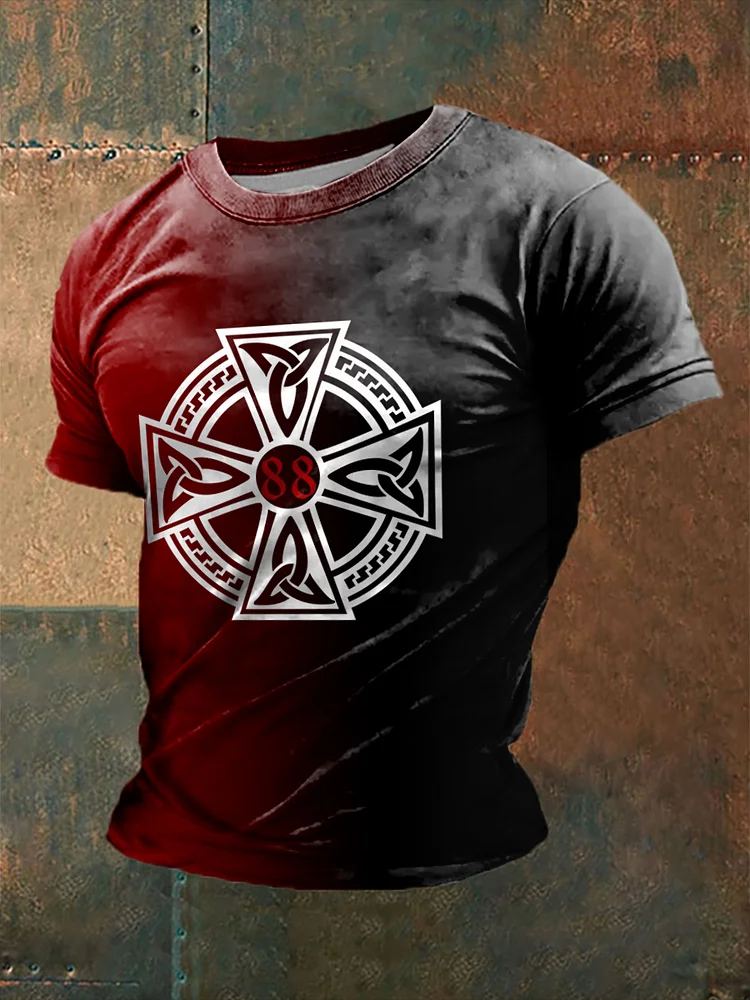 Herren Celtic  Krawatte Farbstoff Bedrucktes Kurzarm T-Shirt