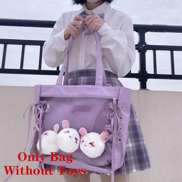 Pongl Harajuku Kawaii Ita Bag 2022 Japanese JK Lolita Cute Shoulder Bags For Women Soft Leather Big Capacity Canvas Tote Shopper