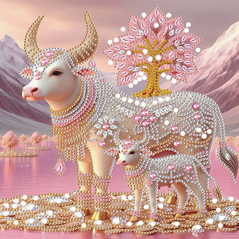 Cow With Child 30*30cm(canvas) special shaped drill diamond painting