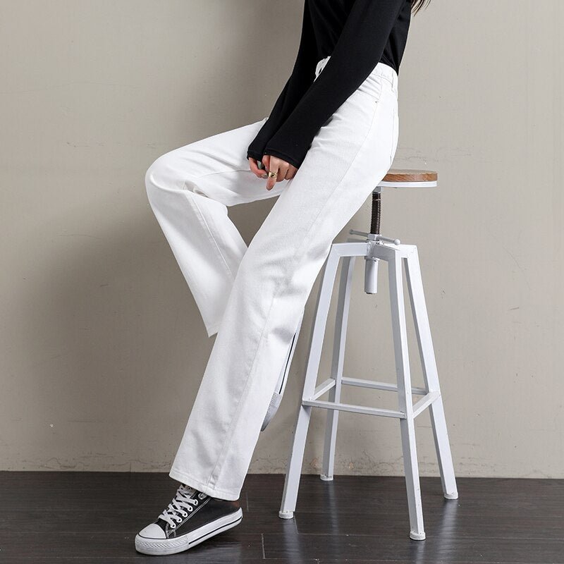 White Jeans for Women High Waist Wide leg Jeans Spring 2021 New Plus Size White Women Jeans Loose Streetwear Denim Pants