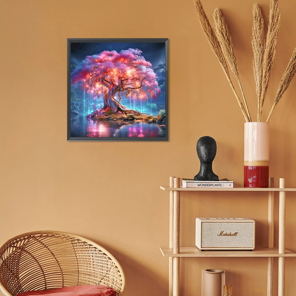 Diamond Painting - Full Round Drill - Fluorescent Lake Tree(Canvas|30*30cm)