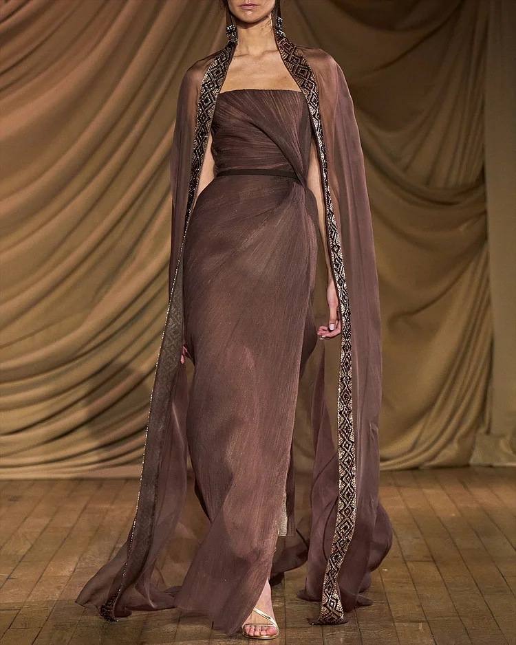 Women's Shawl Mesh Sequin Dress
