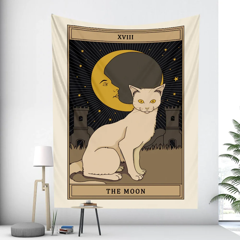 Nigikala Tarot Card Cat Witchcraft Home Decoration Tapestry Hippie Bohemia Wall Hanging Bedroom Wall Decoration Background Cloth