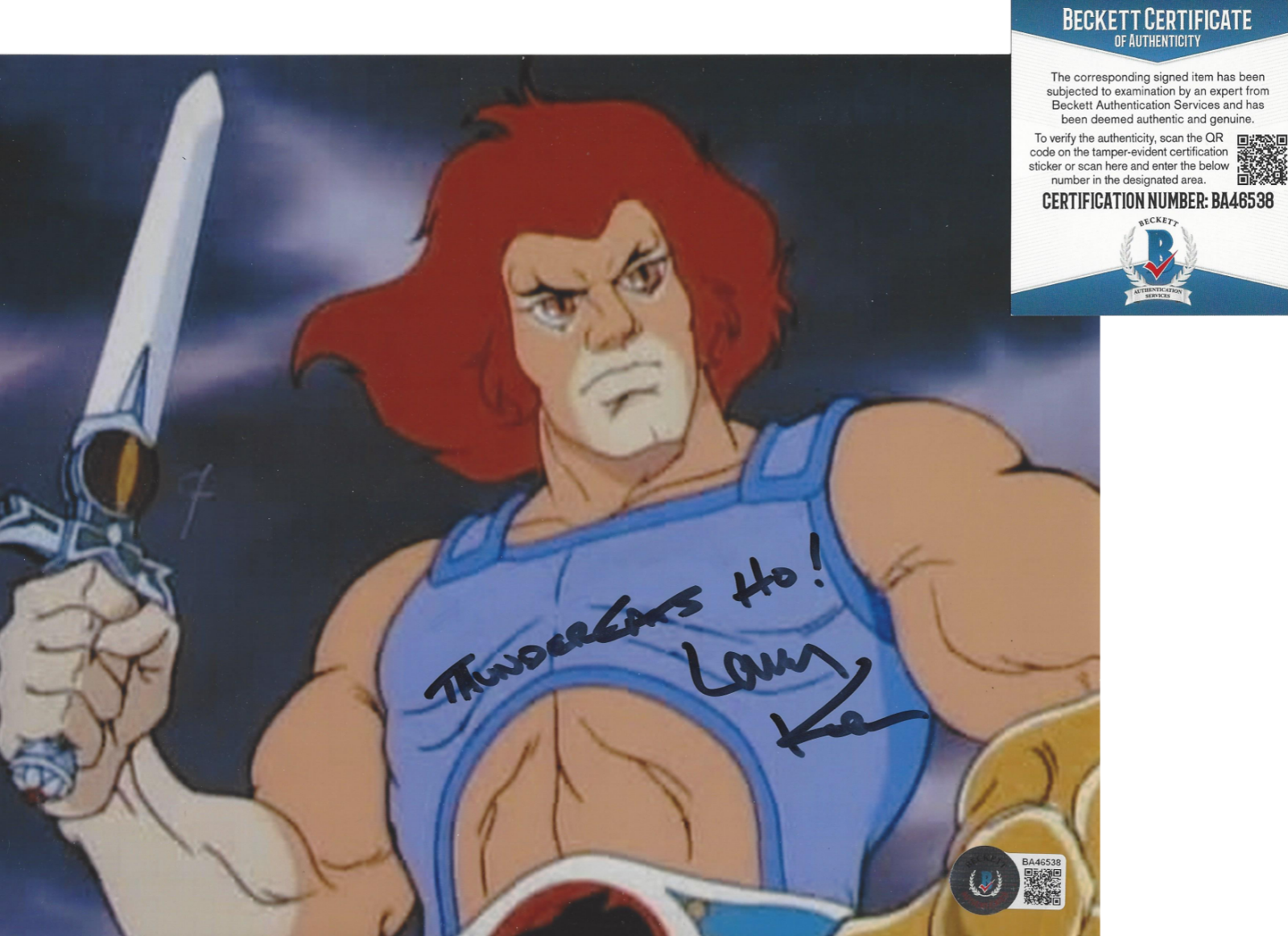 LARRY KENNEY SIGNED 'THUNDERCATS' LION-O 8x10 Photo Poster painting VOICE ACTOR BECKETT BAS COA