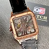 Cartier Santos Large Skeleton WHSA0018 Rose Gold Hand Wind leather strap 40mm Super Clone