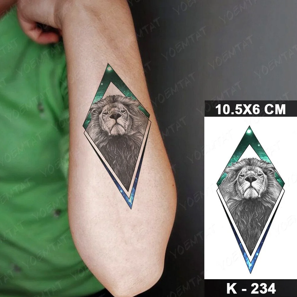 Waterproof Temporary Tattoo Sticker Starry Sky Galaxy Lion Flash Tatoo Wolf Fox Owl Arm Wrist Fake Tatto For Body Art Women Men