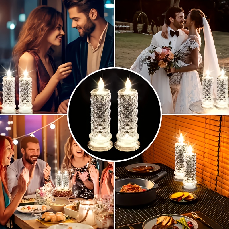 Tegooe 4-Pack Diamond-Cut LED Flameless Candles - Crystal Style Decorative Lights