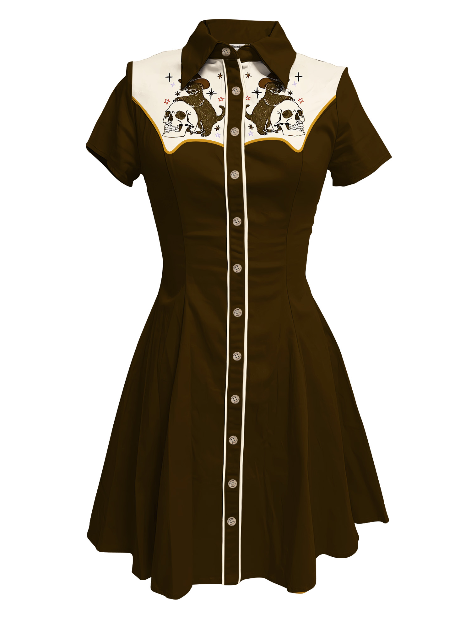 Cowboy Cat And Skull - 100% Cotton Dress