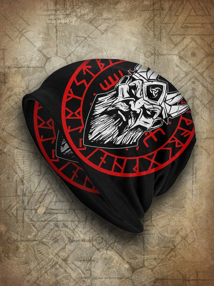 Men's Viking Nordic Odin Runes Celtic Knot Beanie / Rvogue / Rvogue