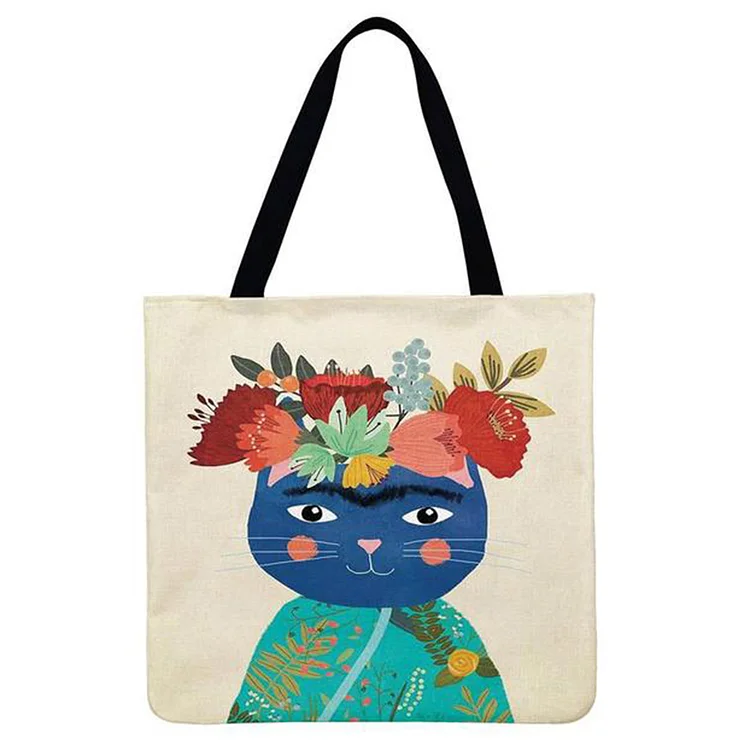 【ONLY 1pc Left】Cute Animal In Flower - Linen Tote Bag