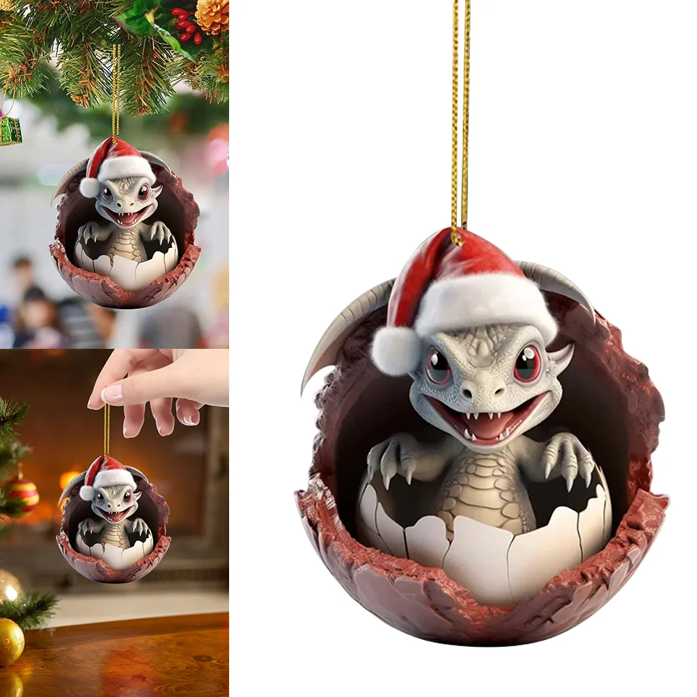 Christmas Dragon Egg Pendants Acrylic Cute Dragon Baby Decor Home Party Supplies