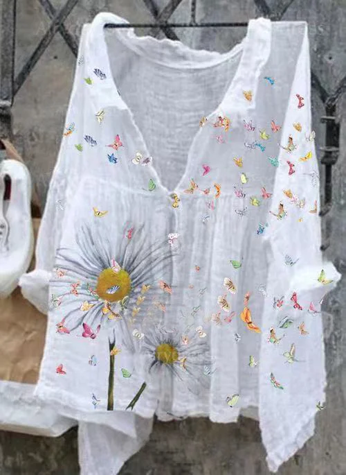 Plus Size Solid Casual Long Sleeve Blouse
