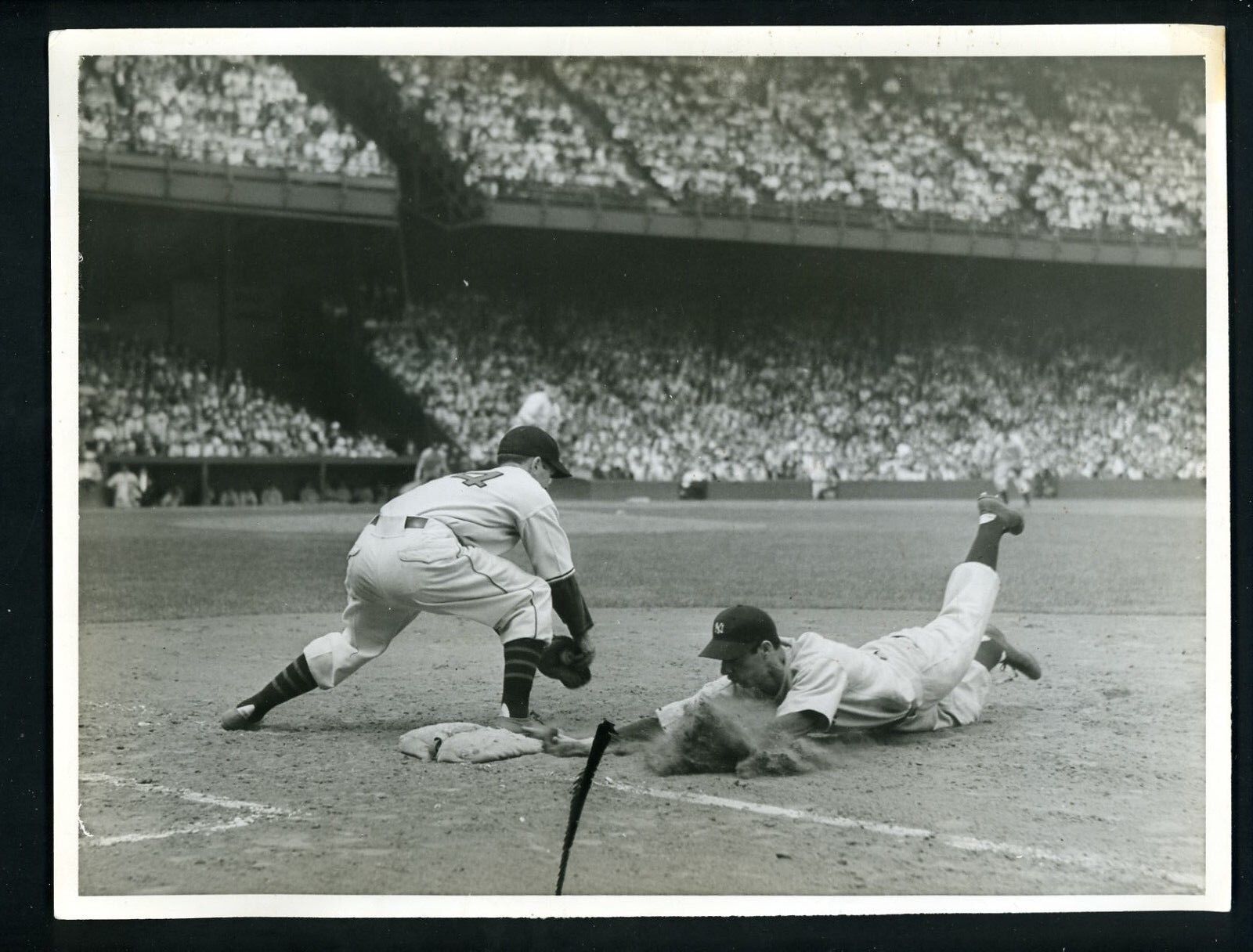 Joe DiMaggio & Odell Hale 1938 TYPE 1 Press Photo Poster painting New York Yankees Indians