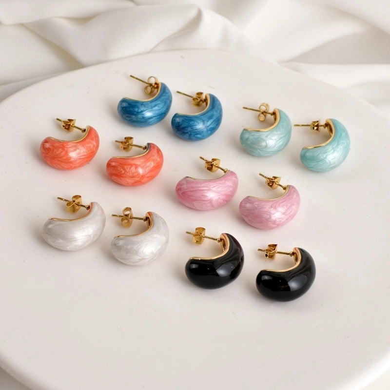 1 Pair IG Style C Shape 304 Stainless Steel Ear Studs