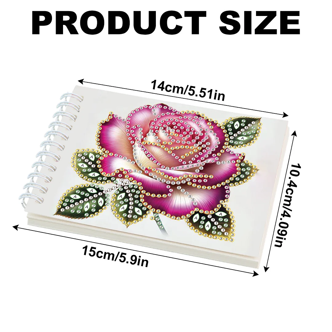 2 Pack Rose DIY Diamond Art Spiral Notebook Kit 80Pages No Lines Gifts for Adult