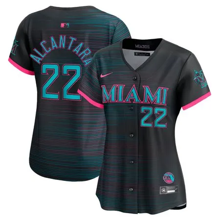 Women's Miami Marlins #22 Sandy Alcantara  Black 2025 City Connect Limited Jersey
