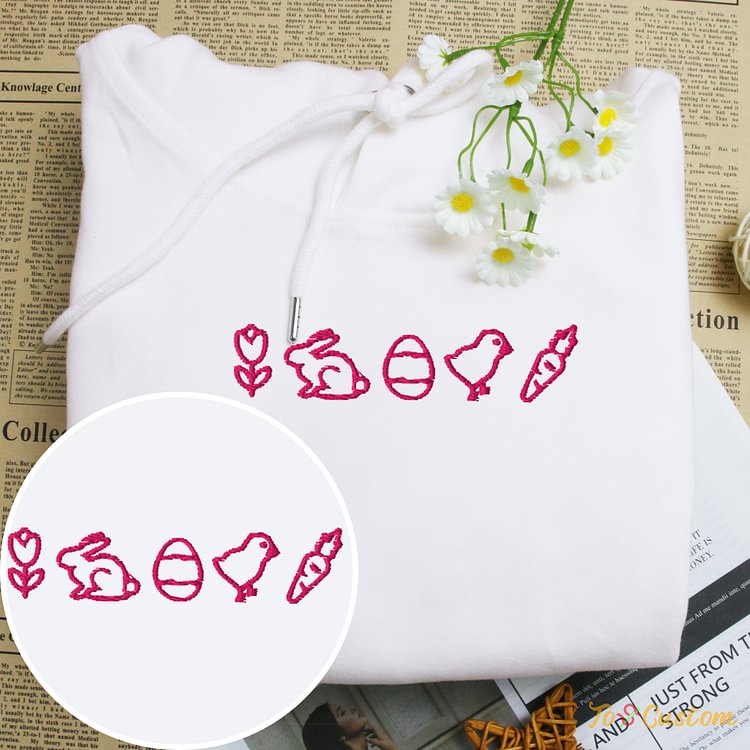 TOSCUSTOM™ Embroidered Line Easter Icons Personalised Sweatshirt Gift