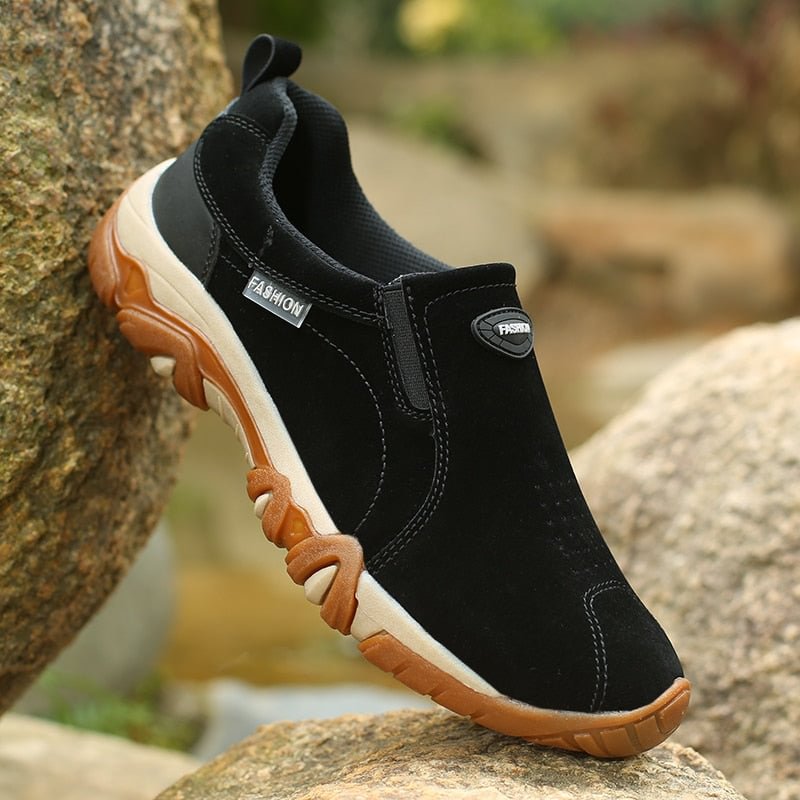 Fashion Men's Casual Sneakers Leather Breathable Outdoor Hiking Shoes Men Non-Slip Trekking Shoes Mens Moccasins Zapatos Hombre